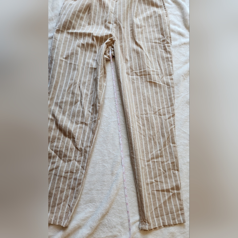 LIKE NEW Love Tree Tan and White Jumpsuit with Pinstripe Design - Picture 5 of 7